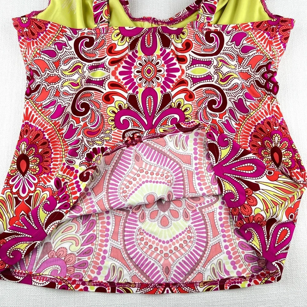 Title Nine Bodacious Pink Paisley Underwire Tankini Swim Top Women's Sz 34DD - Picture 7 of 9